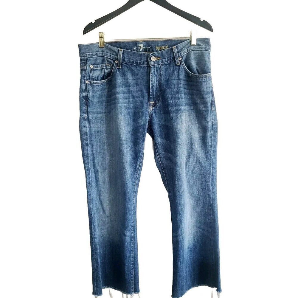 Seven7 Jeans  Blue Bootcut Crop Raw Hem 100% Cotton Y2k Size 34